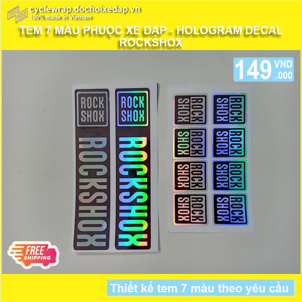 Tem decal 7 màu dán phuộc xe đạp địa hình MTB ROCKSHOX | CycleWrap