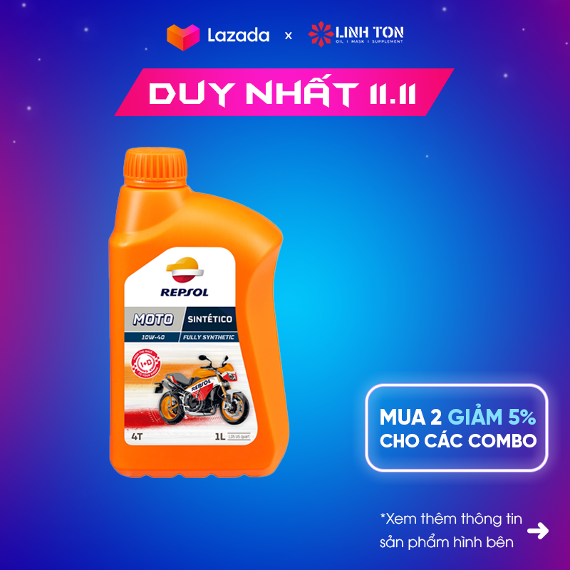 Combo 1l2 nhớt nhập khẩu repsol moto sintetico 4t 10w40
