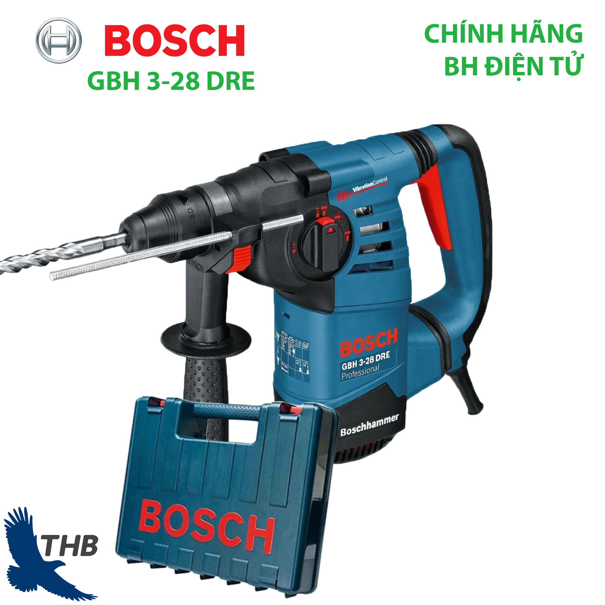 Máy khoan bê tông máy khoan búa bosch gbh 3-28 dre công suất 800w bảo hành điện tử 12 tháng mũi khoan búa 28mm