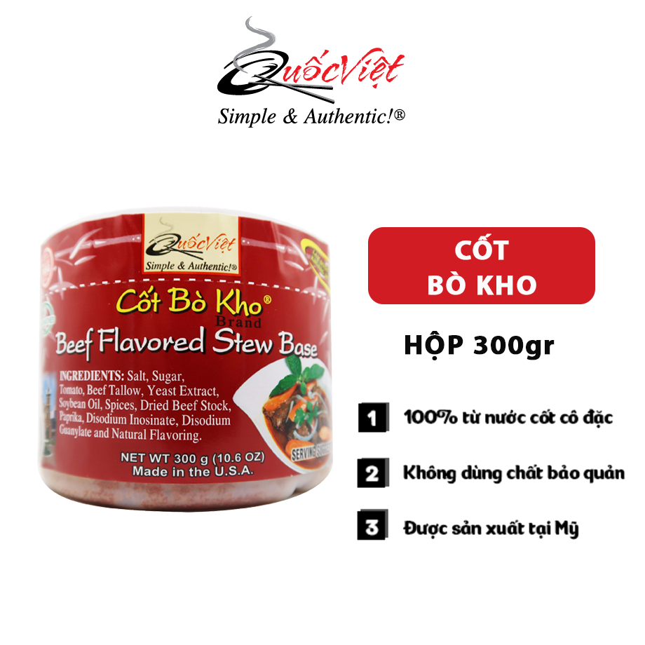 Gia vị Cốt Bò Kho Quốc Việt hộp 300gr dạng bột súp - VN10466