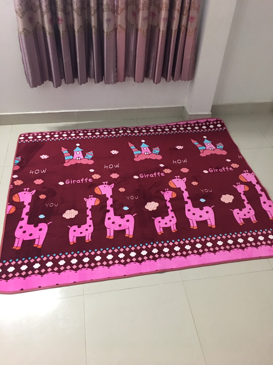 Thảm lông trải sàn cao cấp 1m6x2m Thảm dày cao câp màu hưu đỏ