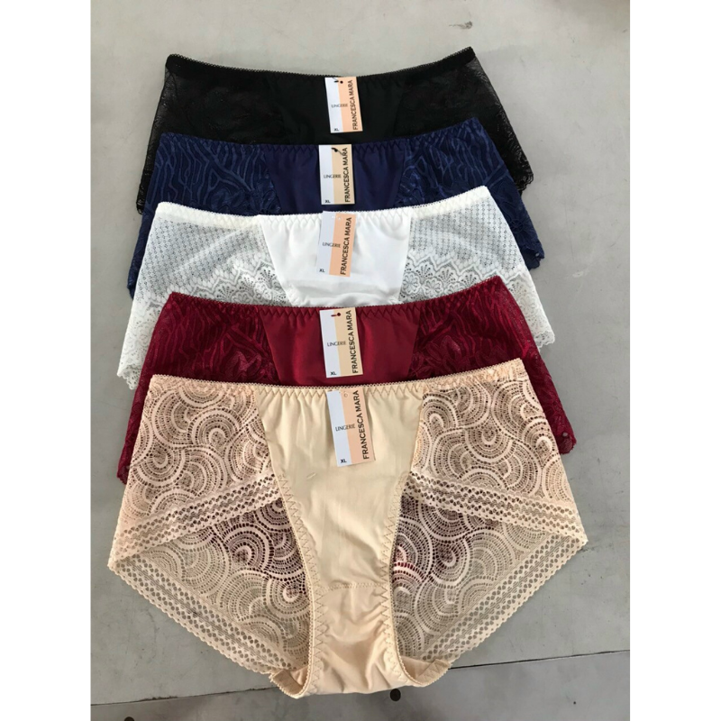 Combo 5 quần lót nữ thun lạnh phối mông ren cực đẹp - quần lót ren nữ cỡ lớn - quần lót nữ bigsize - N22