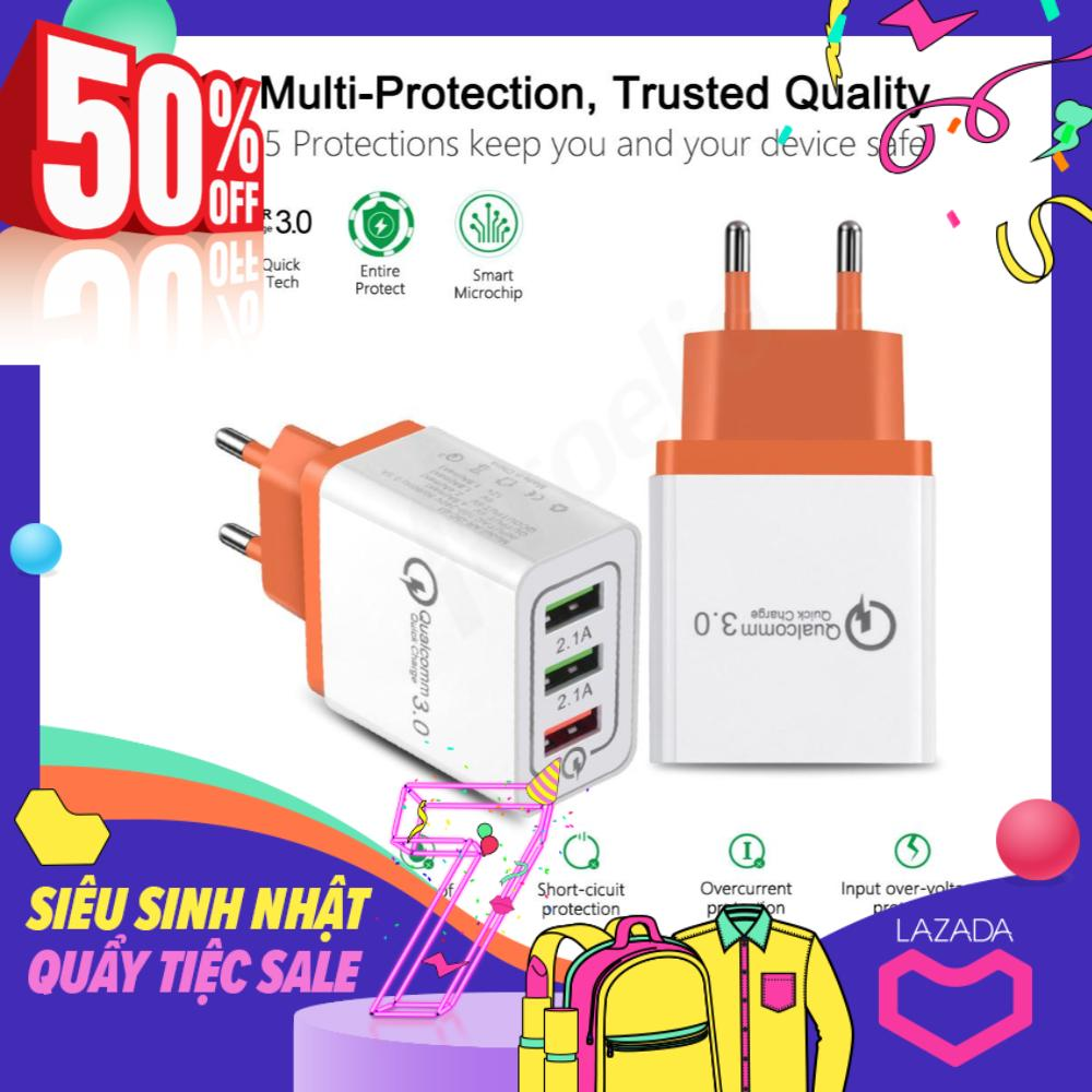 Củ sạc nhanh Qualcomm Sạc Cùng Lúc 3 Thiết Bị củ sạc cho iphone cục sạc iphone cốc sạc điện thoại cục sạc nhanh 3 cổng usb cục sạc Samsung củ sạc ipad Samsung hoco xiaomi