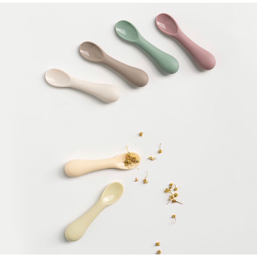 Thìa ăn dặm silicon baby spoon bluemama modui nội địa hàn bảo vệ sức khỏe cho bé yêu