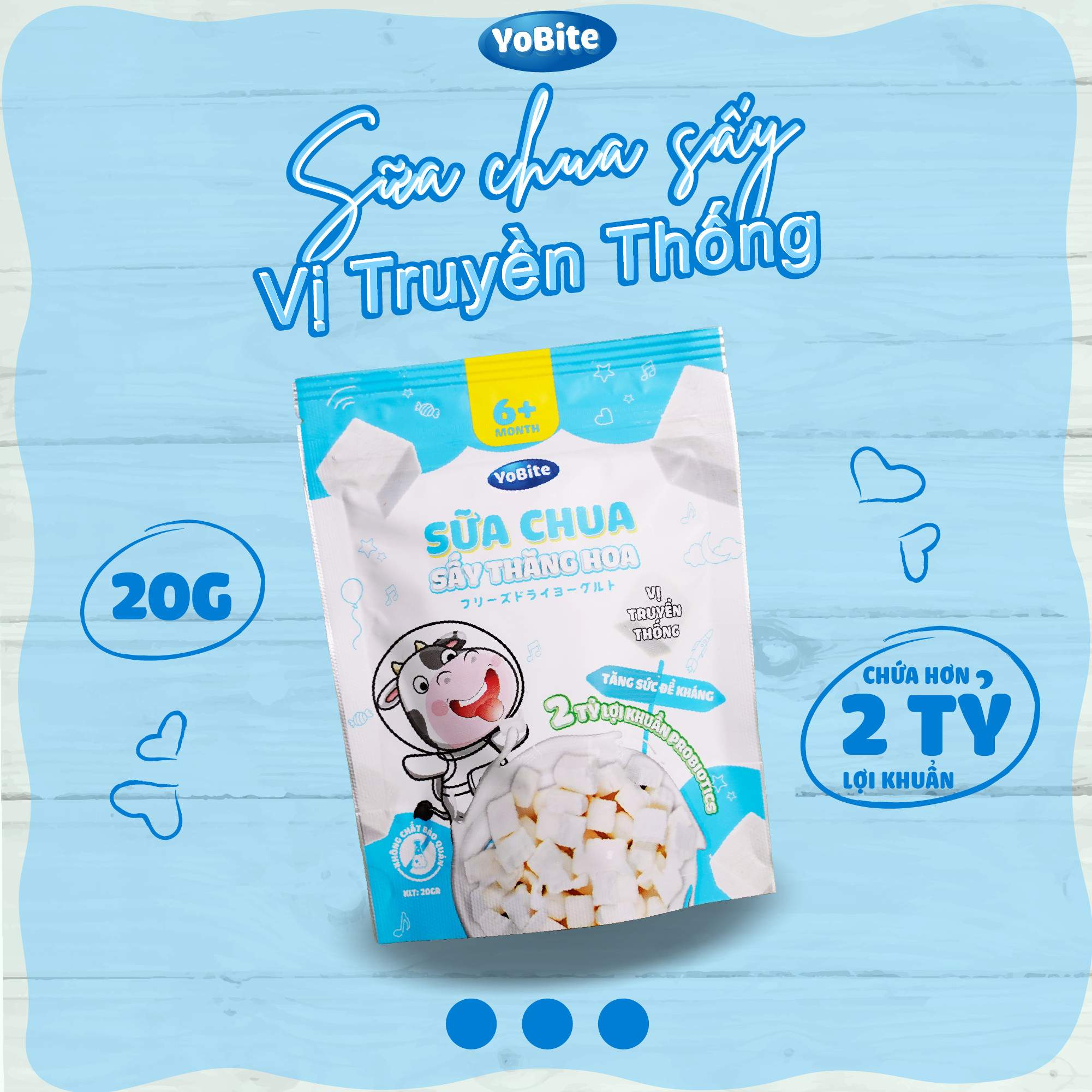 Sữa Chua Sấy Khô Cho Bé - YoBite Kids - Vị Truyền Thống - 20gr - Ăn dặm - Hỗ trợ tiêu hoá - Tăng sức đề kháng