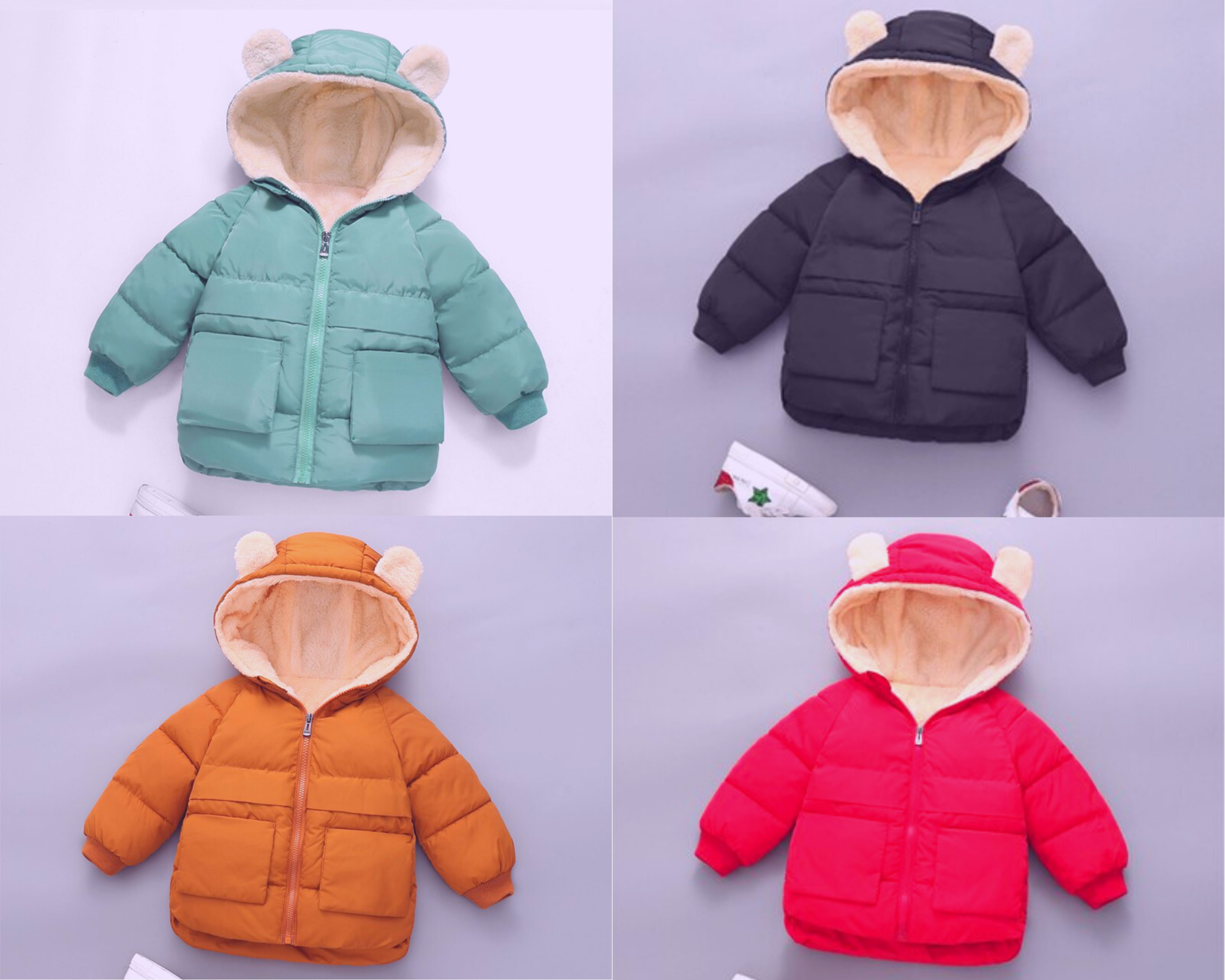 áo phao lót lông HÌNH GẤU cho bé trai gái siêu cute-quần áo trẻ em mùa đông-thời trang sành điệu cho bé