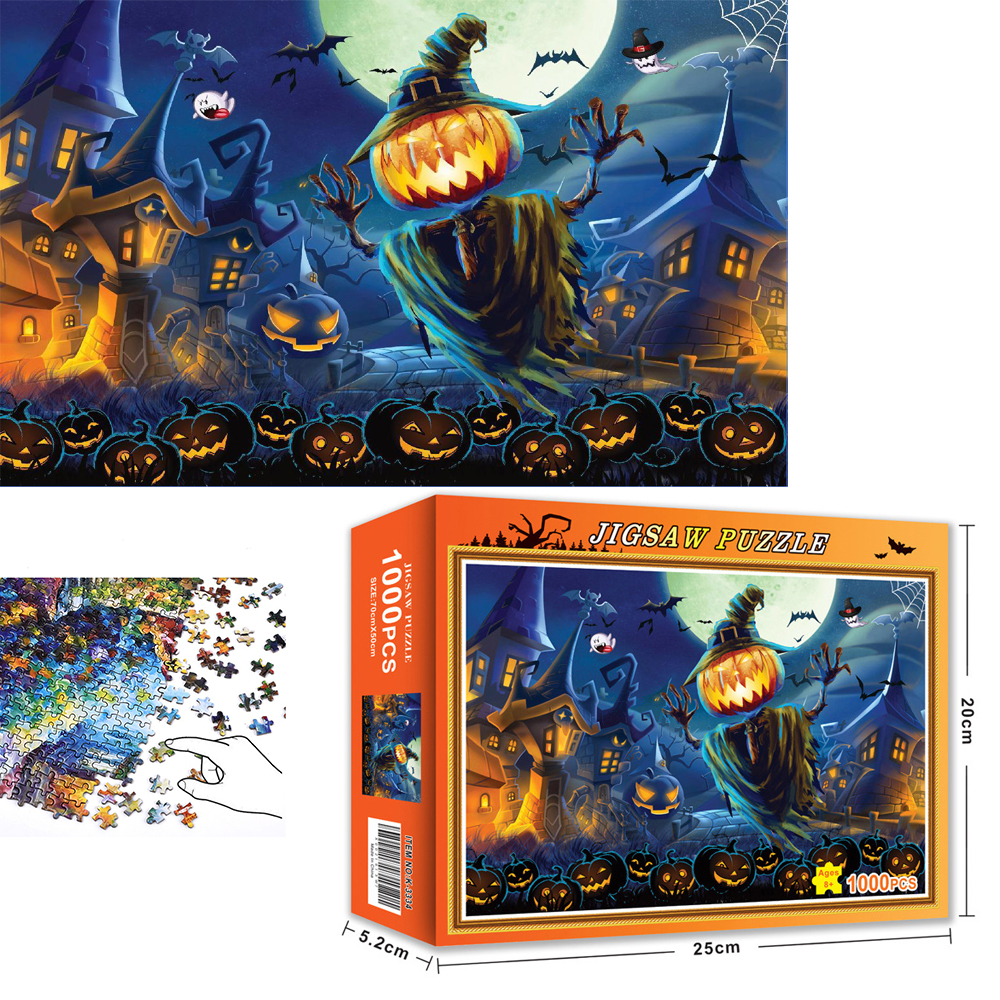 [Hoàn tiền 10%][Hoàn tiền 6%]Bộ Tranh Ghép Xếp Hình 1000 Pcs Jigsaw Puzzle (Tranh ghép 70*50cm) Đèn Bí Ngô Helloween Bản Thú Vị Cao Cấp