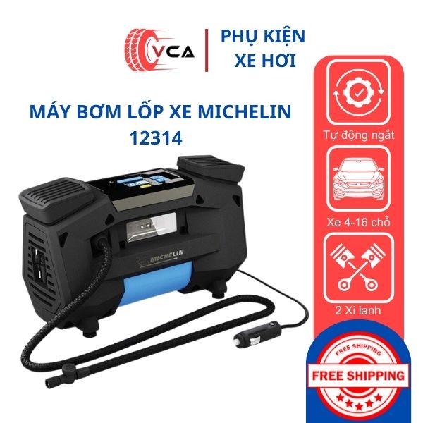 Máy bơm lốp ô tô michelin 12314 cao cấp - tự ngắt - có đèn chiếu sáng - bảo hành 12 tháng
