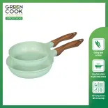 Bộ 2 chảo đúc men đá xanh ngọc Green Cook GCP06 công nghệ Hàn Quốc sản xuất tại Việt Nam - Hàng chính hãng greencook