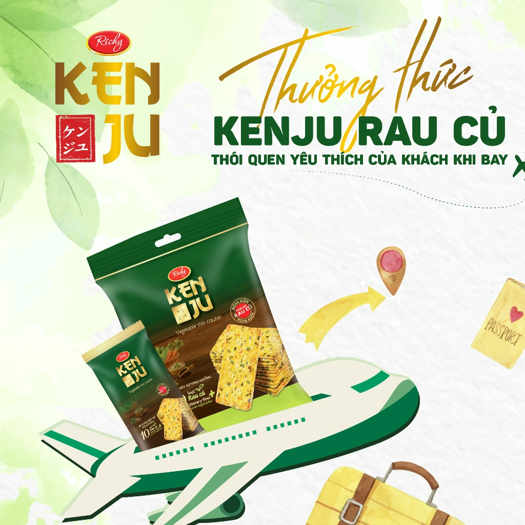  Combo 3 túi bánh quy rau củ Kenju Richy 192g túi 
