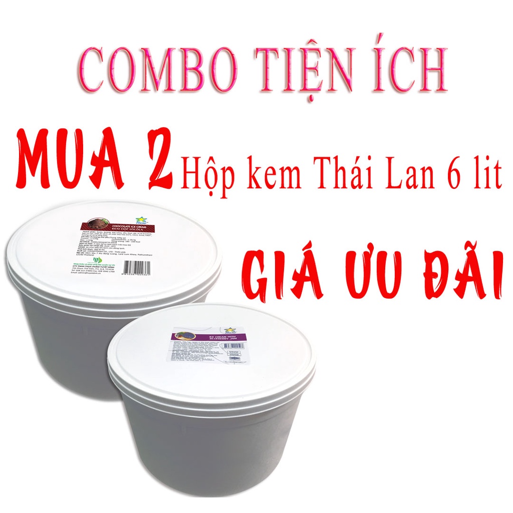 Combo 2 hộp kem ký thái lan 6 lit mùi vị tự chọn