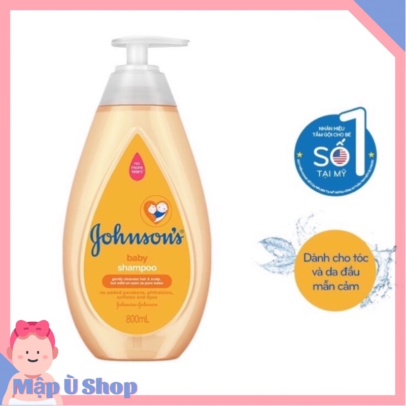 Dầu gội Johnson s Baby Shampoo dịu nhẹ cho làn da mẫn cảm của bé 800ml