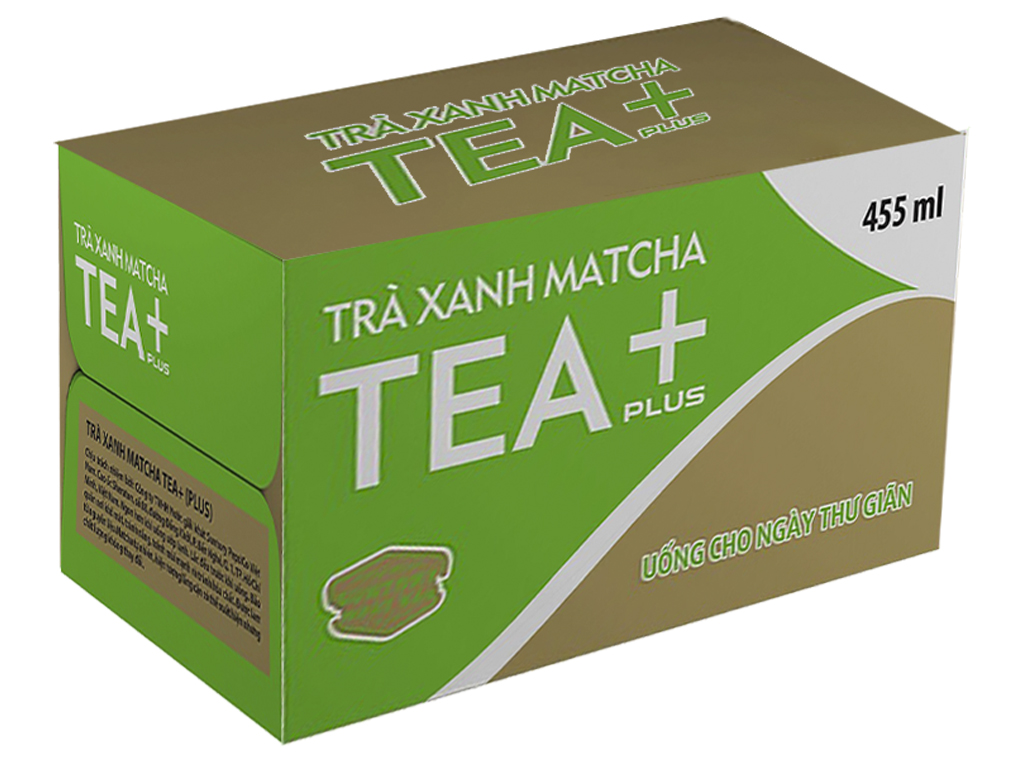 Thùng 24 chai trà xanh matcha Tea Plus 455ml
