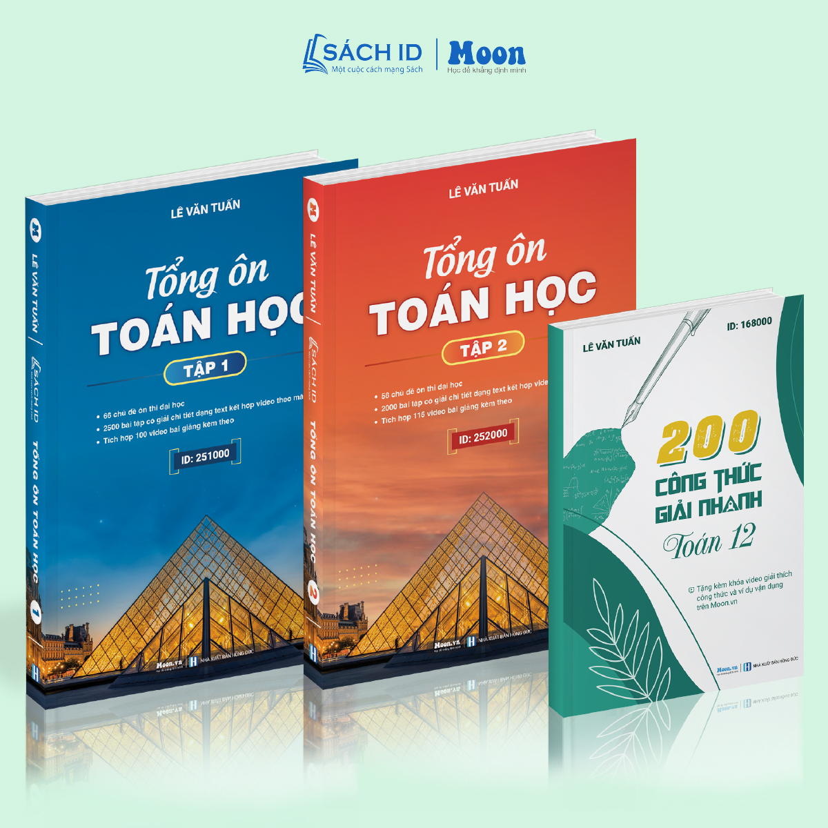 Sách ID Tổng ôn kiến thức trọng tâm toán 12 tập 1 + tập 2, kèm sổ tay công thức giải nhanh toán, dành cho 2k6 ôn luyện thi THPT QG 2024 | Moonbook