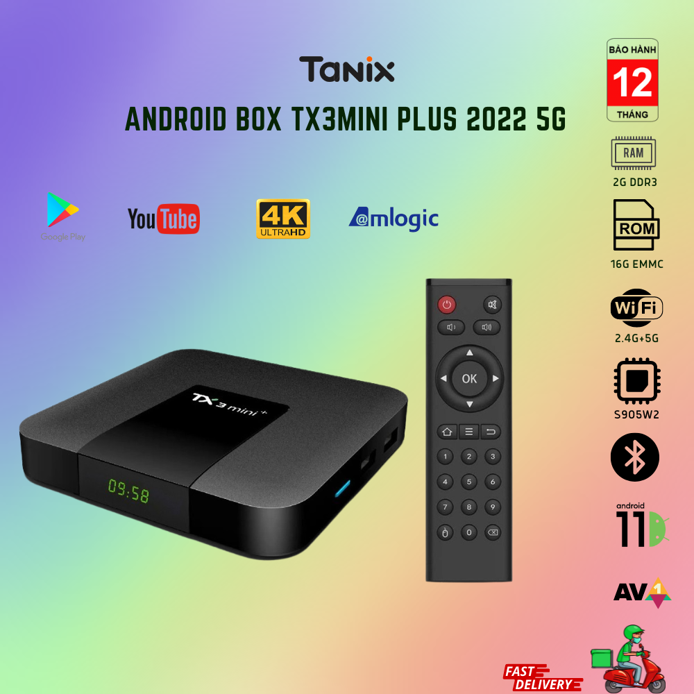 Android tv box tx3 mini plus 2022 cpu s905w2 ram 2g bộ nhớ 16g wifi 5g bluetooth 5.0 android atv 11, android tv box điều khiển giọng nói, kho ứng dụng đa dạng, giải trí không giới hạn