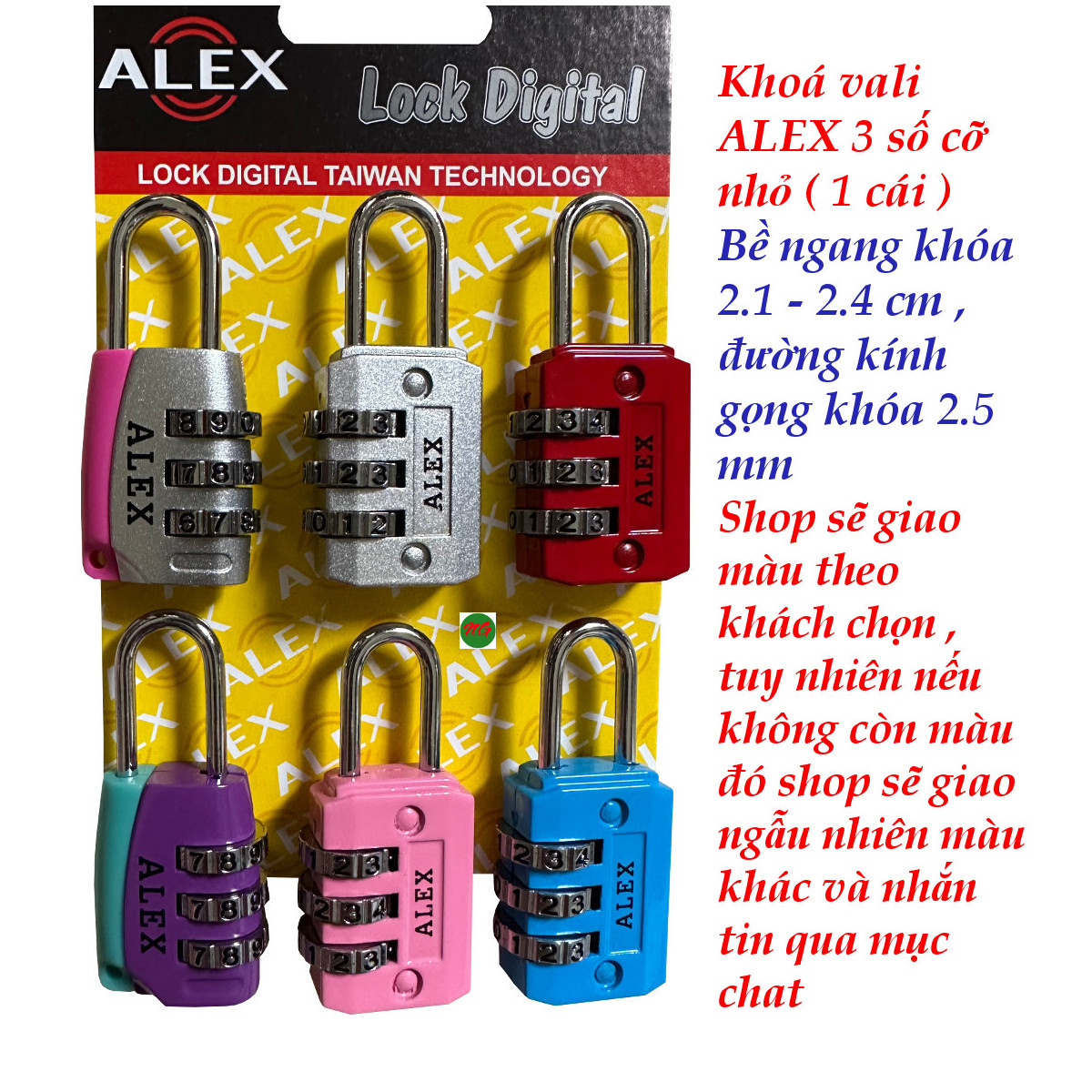 Ổ khóa số nhỏ 3 số Alex dùng cho vali , túi xách , cửa tủ nhỏ - thay đổi được mật mã
