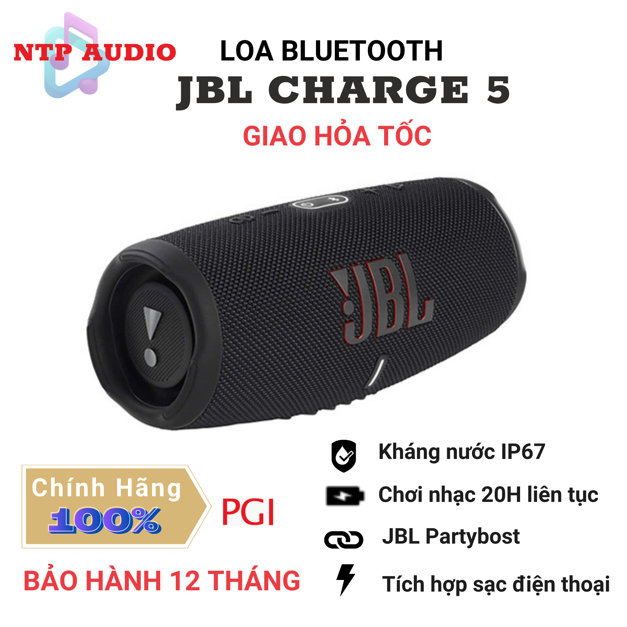 Loa bluetooth jbl charge 5 chính hãng|new100%, bảo hành 12 tháng -ntp