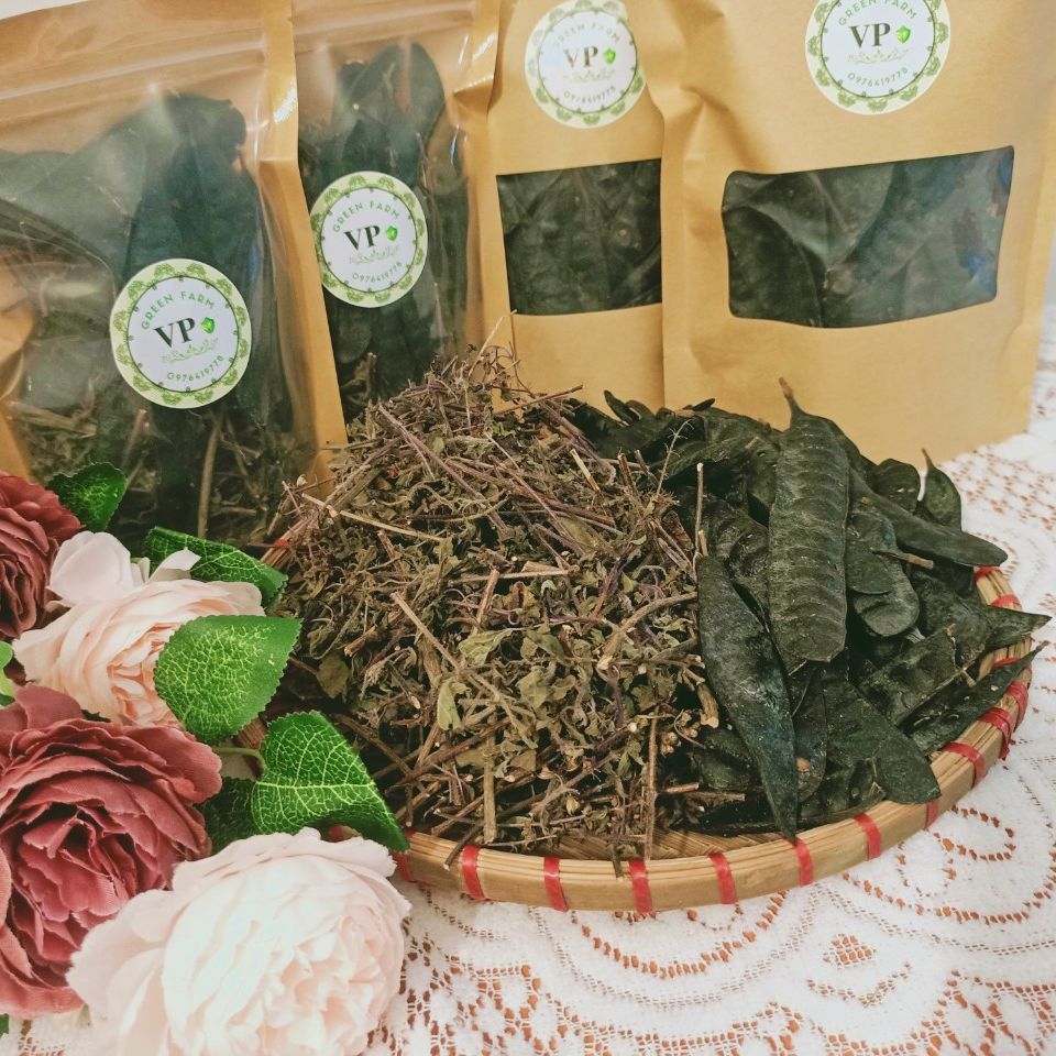 Combo bồ kết + lá hương nhu_túi 100g_ 2 lần gội mượt tóc vuongphonggreenfarm