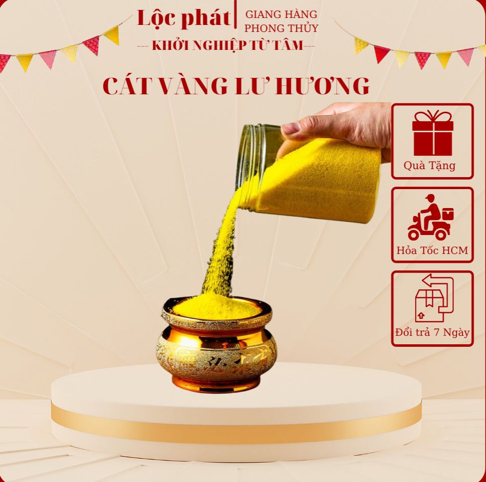 Cát vàng lư hương 1kg cát kim sa đặt lư hương thờ cúng