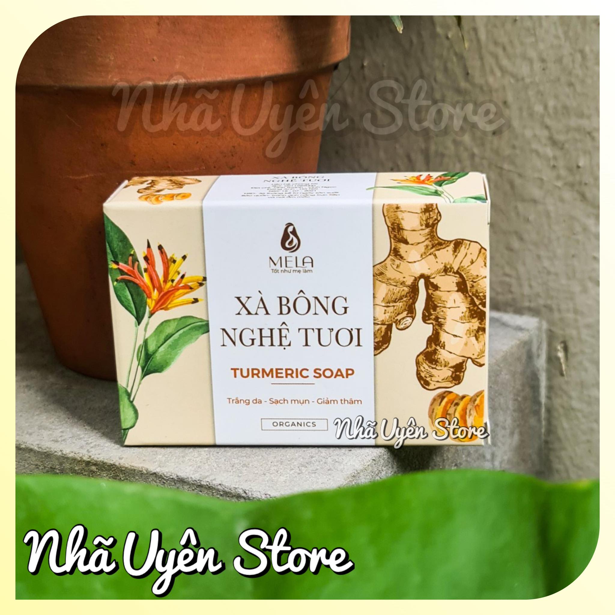 Xà Bông Nghệ MELA Làm Sạch Da Sáng Mịn, Hỗ Trợ Giảm Mụn Lưng Tẩy Da Chết 100g