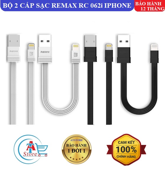 Bộ 2 cáp sạc lighning remax rc 062i dài 0,3m và 1m