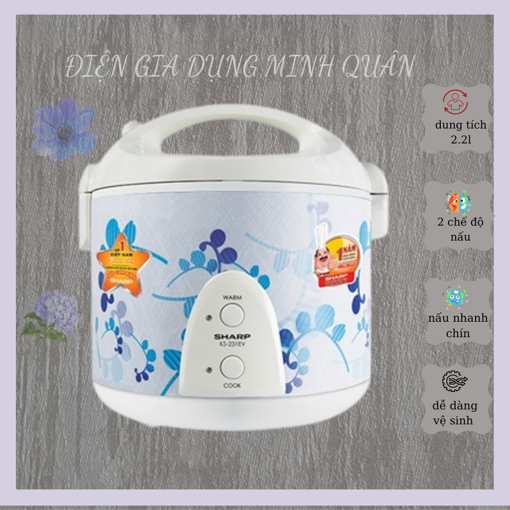 Nồi cơm điện sharp ks-231ev hàng chính hãng bảo hành 12 tháng