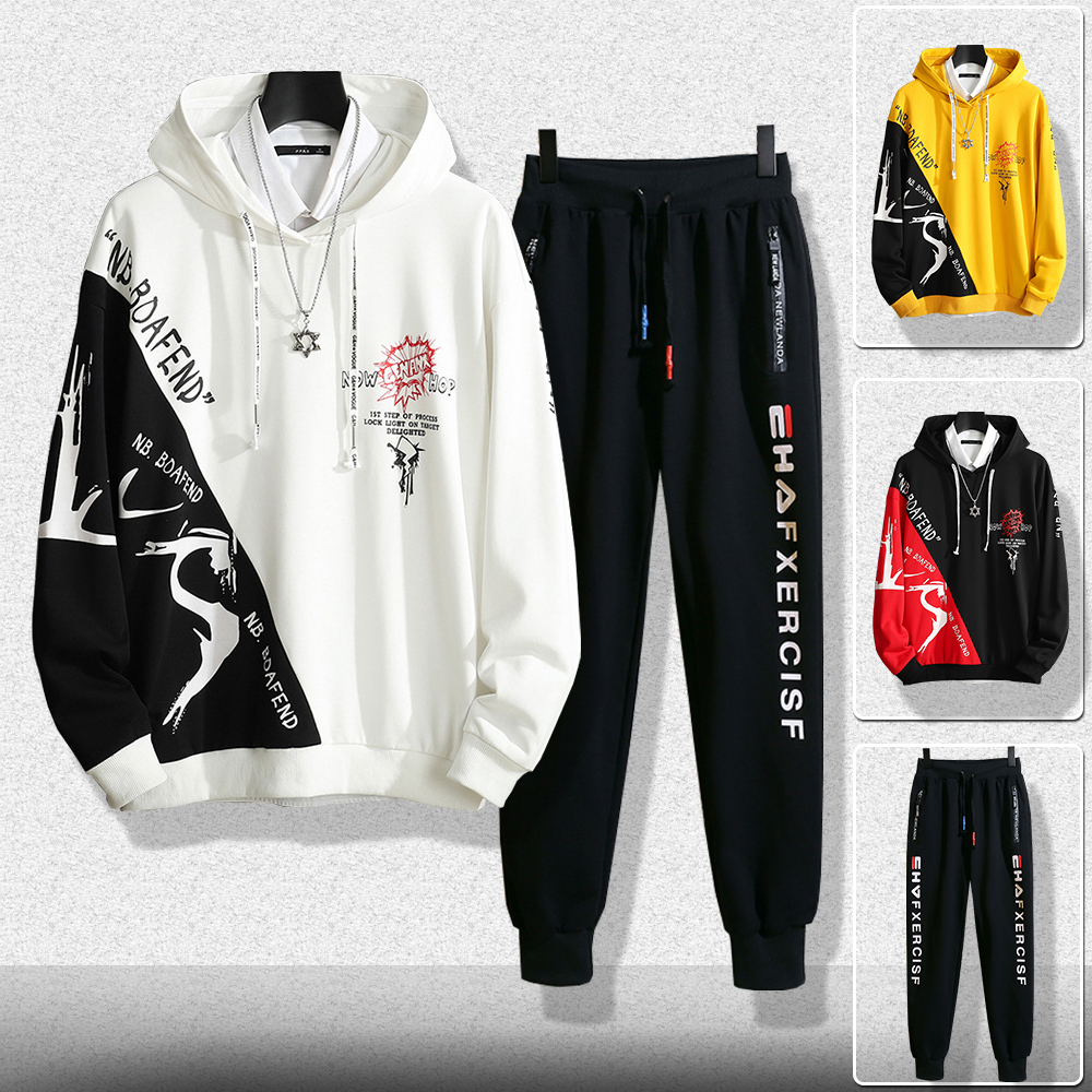 Bộ Quần Áo Nỉ Nam Thu Đông Áo Hoodies ROAFEND Có Mũ Trùm Đầu Phối 2 Màu Trẻ Trung Kết Hợp Với Quần Jogger Phối Chữ Thể Thao Năng Động Thời Trang Hàn Quốc Hot Hit 4HER SET GHEP TOP 129 + JOGGER 75
