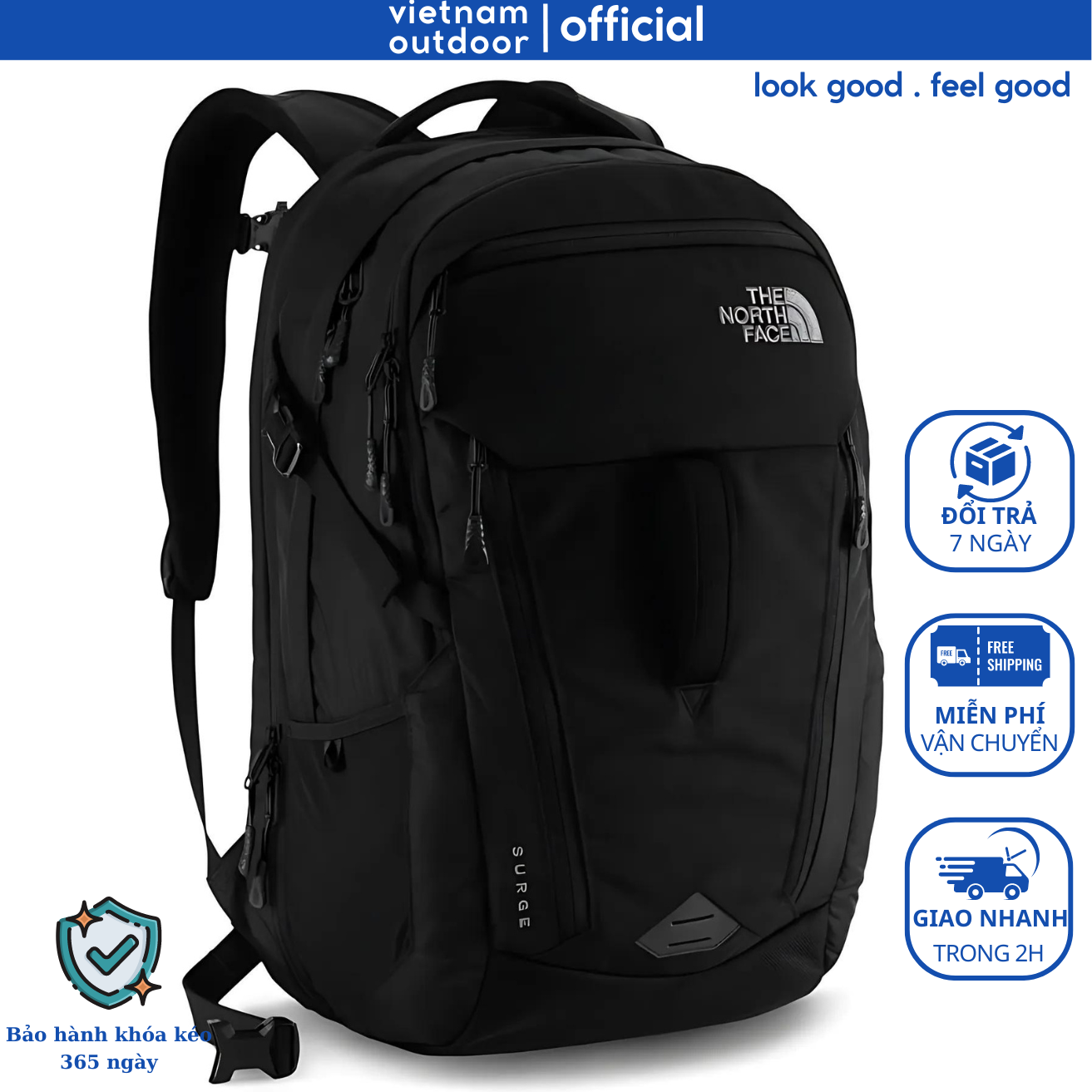 Balo Du Lịch Nam Nữ THE NORTH FACE SURGE Ngăn Đựng Laptop Chống Sốc Nhiều Ngăn Thoáng Khí