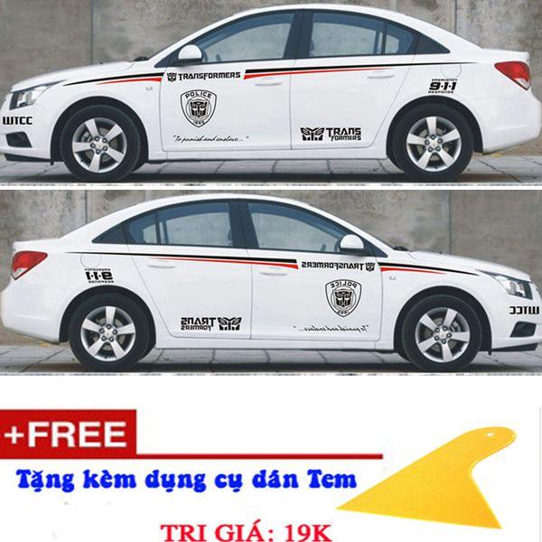 Bộ tem dán 2 bên sườn ô tô mẫu d-80