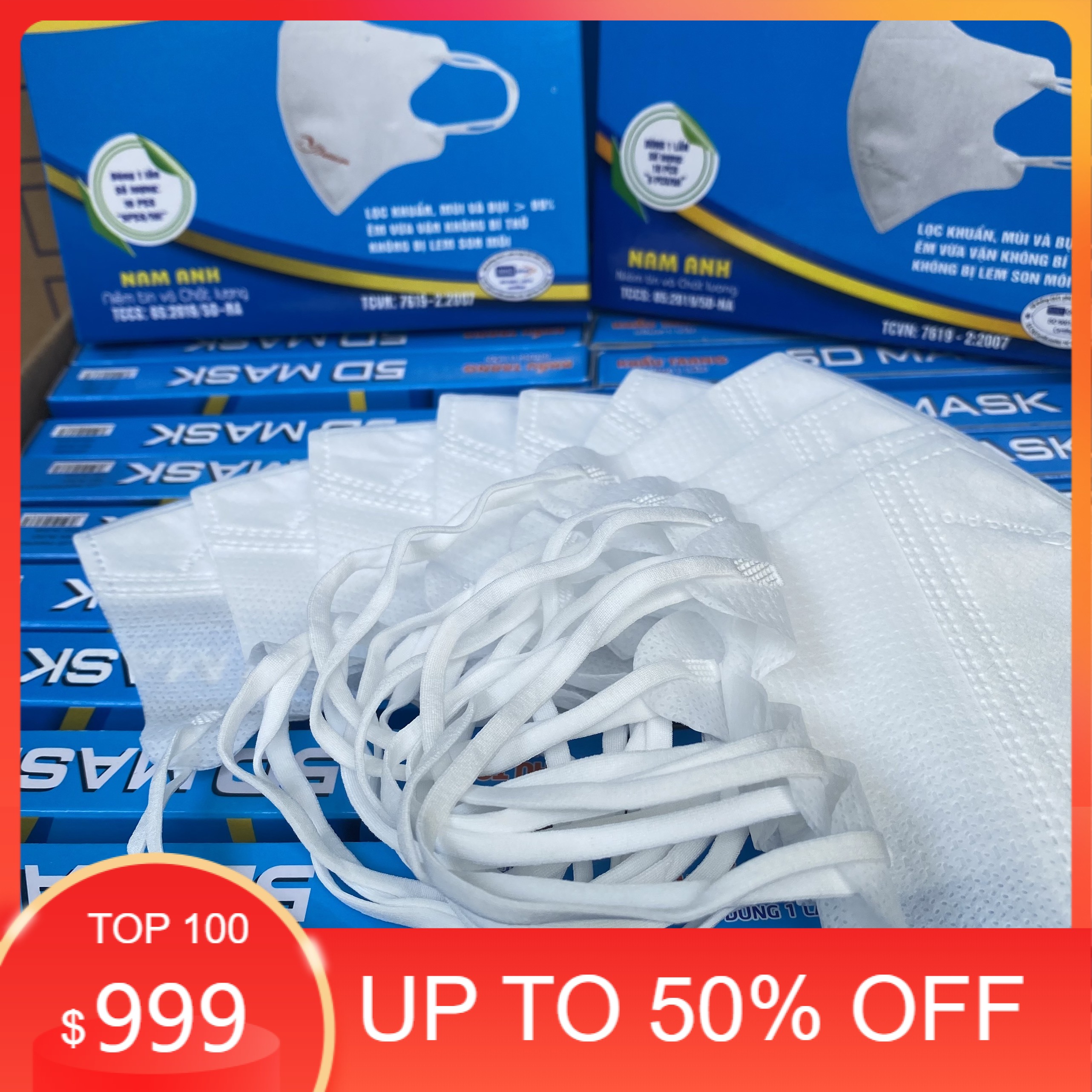 Khẩu trang y tế 5d mask - hộp 10 cái - nam anh
