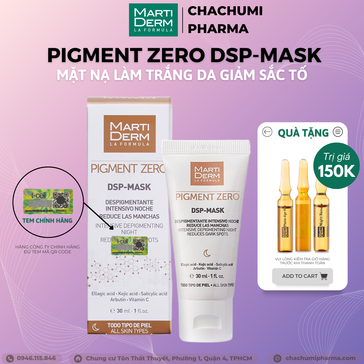 [TPHCM] Mặt Nạ Làm Trắng Da Giảm Sắc Tố Martiderm Pigment Zero DSP Mask 30ml