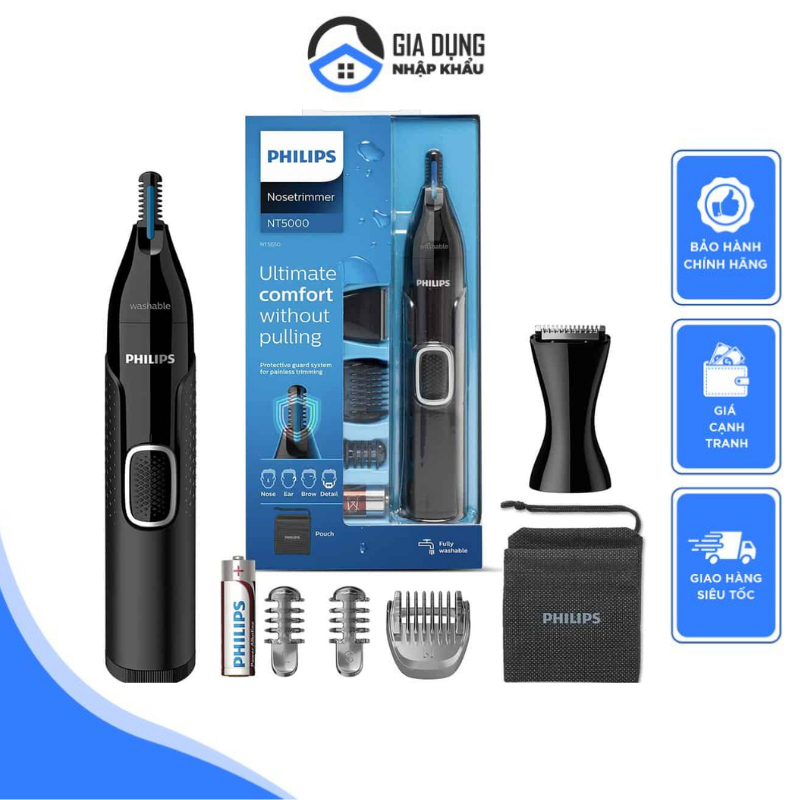  Máy Cắt Tỉa Lông Mũi Philips NT5650 16 Series 5000 Nhiều Đầu Rửa An Toàn Dưới Nước Nhập Đức Bảo Hành 24 Tháng 