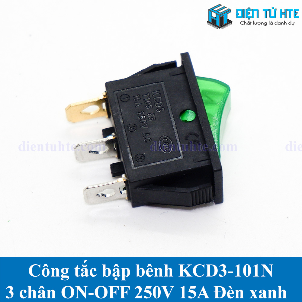 Bộ 4 công tắc bập bênh kcd3 kcd3-101n 3 chân 250v 16a có đèn