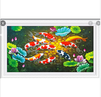 Tranh Thêu Chữ Thập 3D Cửu Ngư Quần Hội 88995 (KHÁCH TỰ THÊU) KT:93X52CM