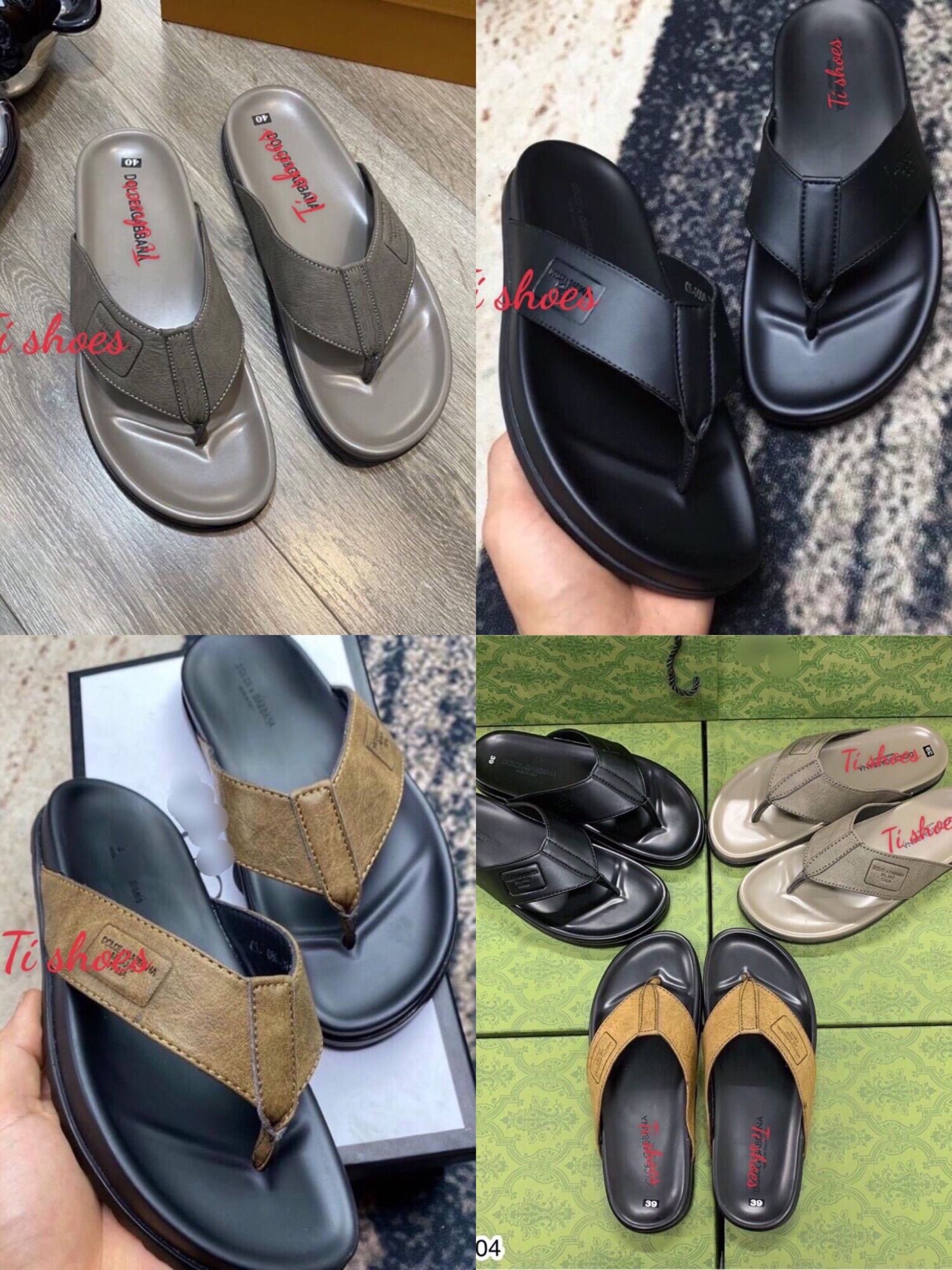 Dép tông nam đê gờ da bò