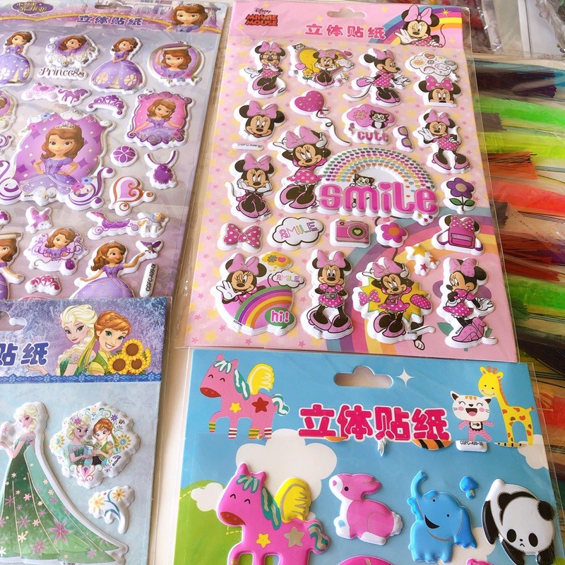 Sỉ 10 vỉ dán sticker khổ to A4 đủ hình nhiều mẫu mã