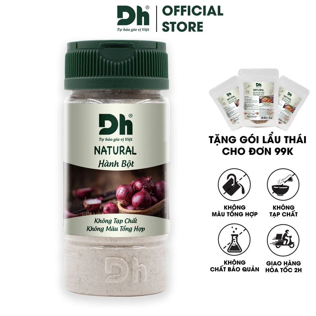 Bột hành Natural Dh Foods gia vị nêm ướp thực phẩm thịt cá thơm ngon hũ 40gr
