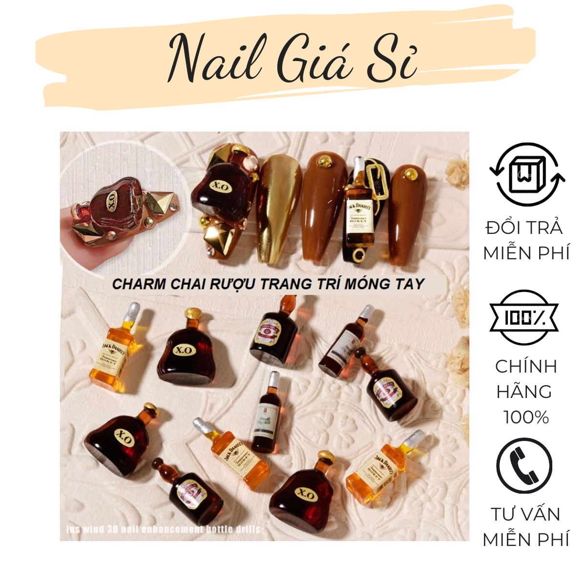 Charm nail , charm nơ , đính móng