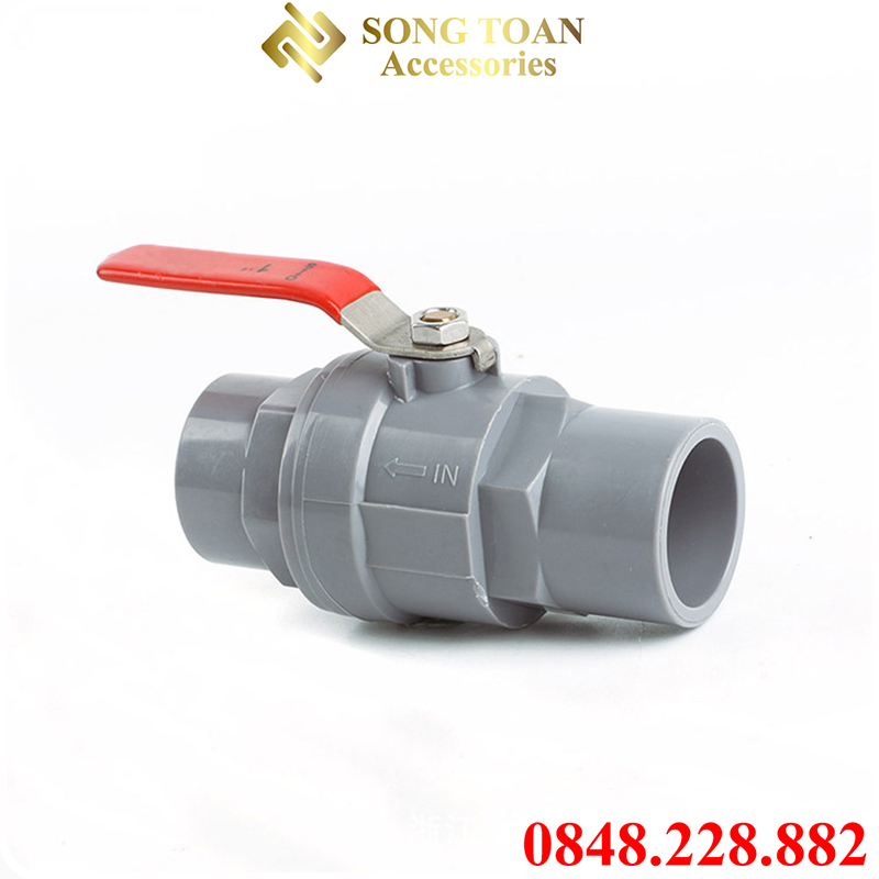 Van nhựa khoá nước, van nhựa bi inox tay gạt, van nhựa trơn 21 27 34