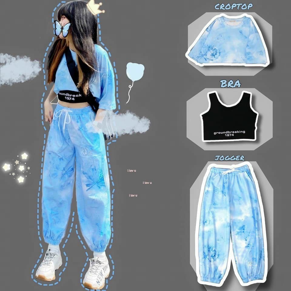 Sét bộ 3 món loang màu da cá phong cách hiphop ttsla0597