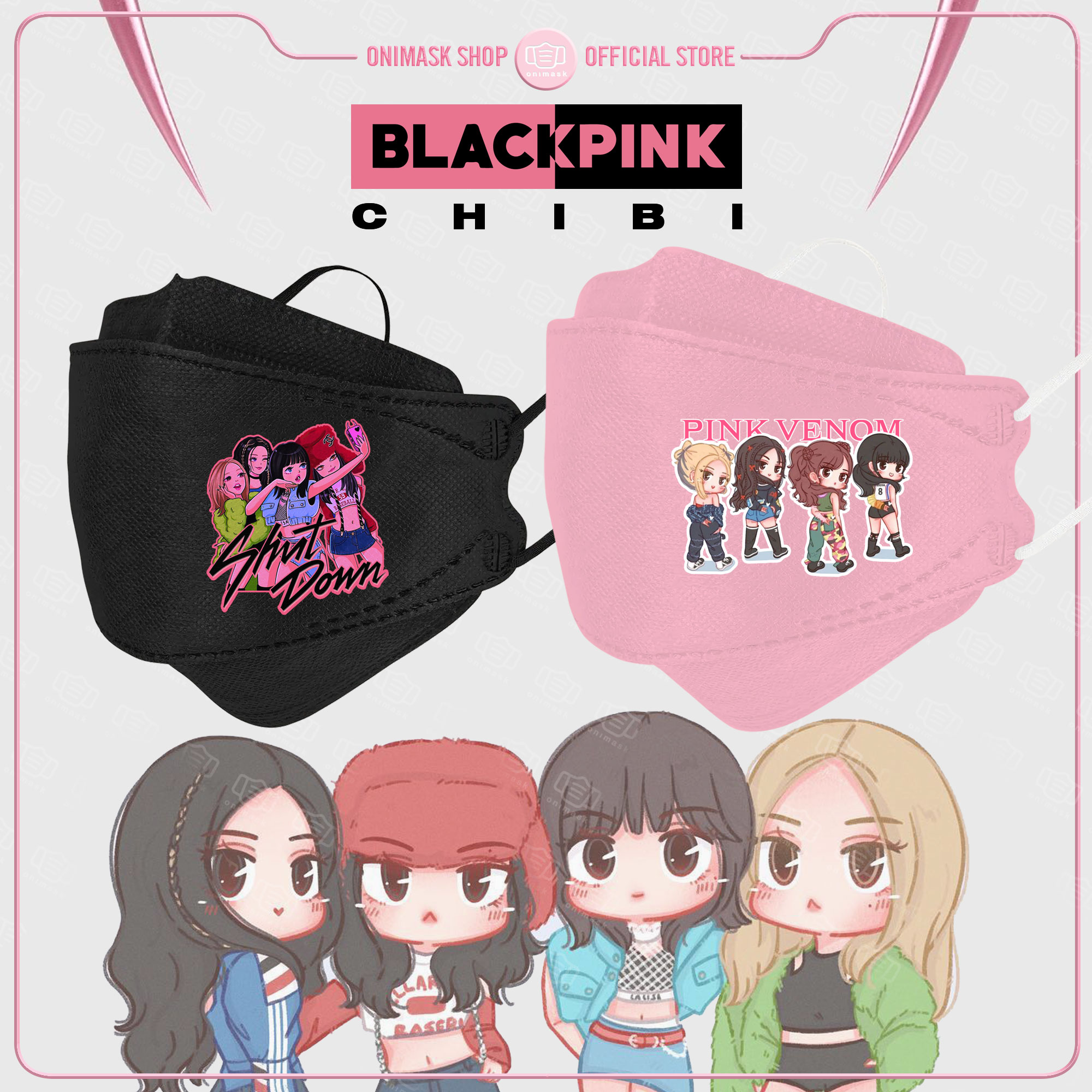 Khẩu trang idol Kpop BLACKPINK hình Chibi dễ thương