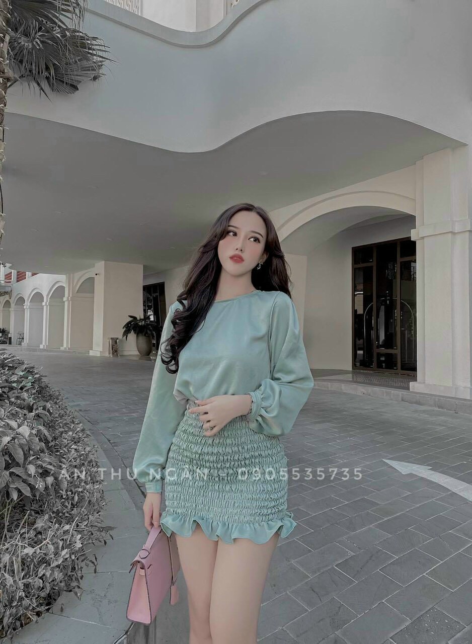 ĐẦM ÔM TAY DÀI NHÚN CHUN THÂN VÁY ÔM SÁT NGƯỜI CỰC ĐẸP, FORM CHUẨN CHẤT VOAN DÀY MỊN TTSGR