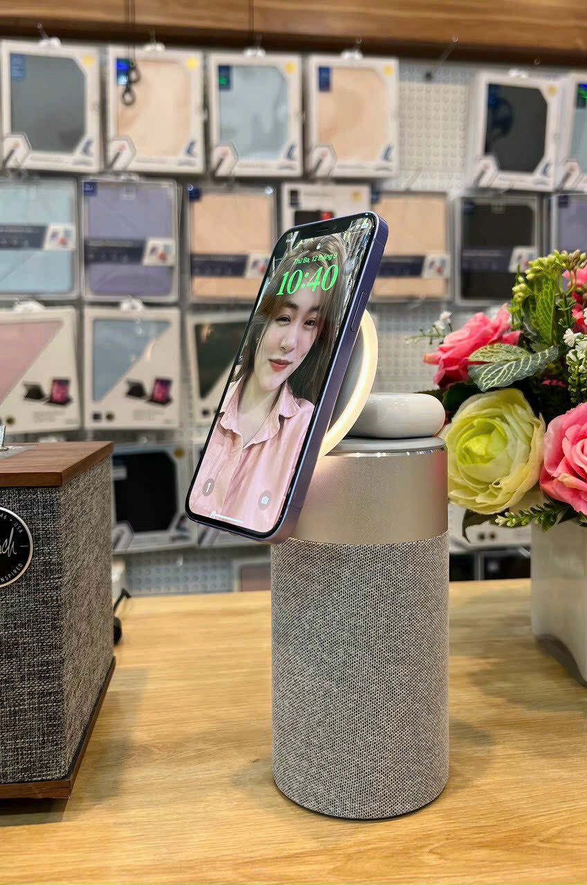 Loa bluetooth đa năng 4 in 1 kiêm sạc không dây điên thoại - tai nghe Airpods chính hãng Wiwu WI-W022 công suất loa 6W