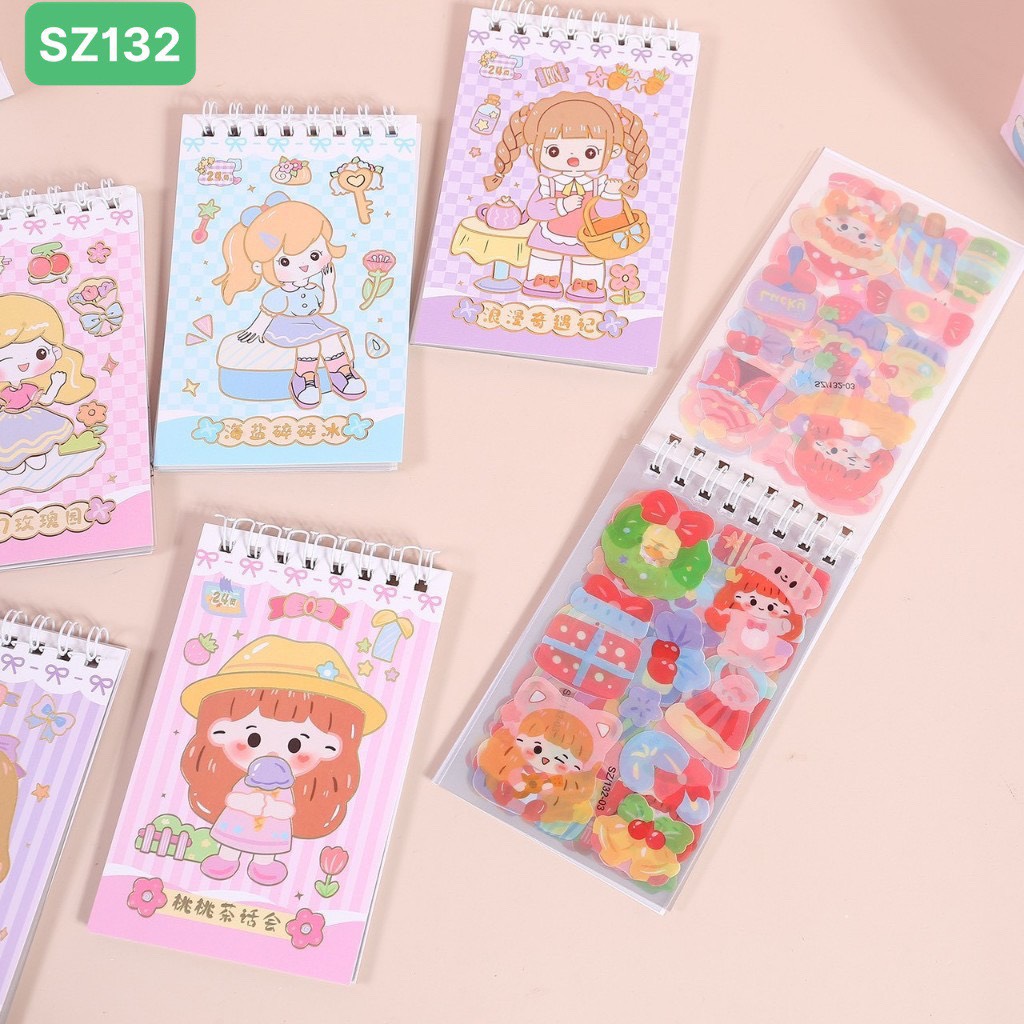 Sổ sticker hình dán 24 trang hoạt hình vui nhộn quà tặng dễ thương cho bé
