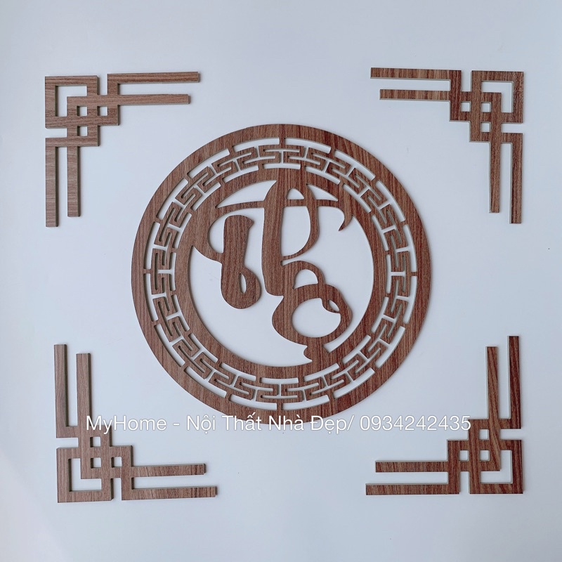 Bộ chữ Phúc, Lộc , Thọ thư pháp trang trí bàn thờ màu Nâu vân gỗ, MDF Thái Lan lõi xanh