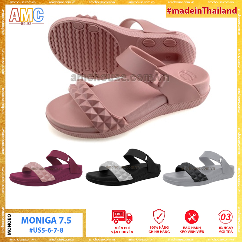 Dép Thái Lan Nữ Monobo Hai Quai Đế Cao Siêu Nhẹ, Êm - Moniga 7.5