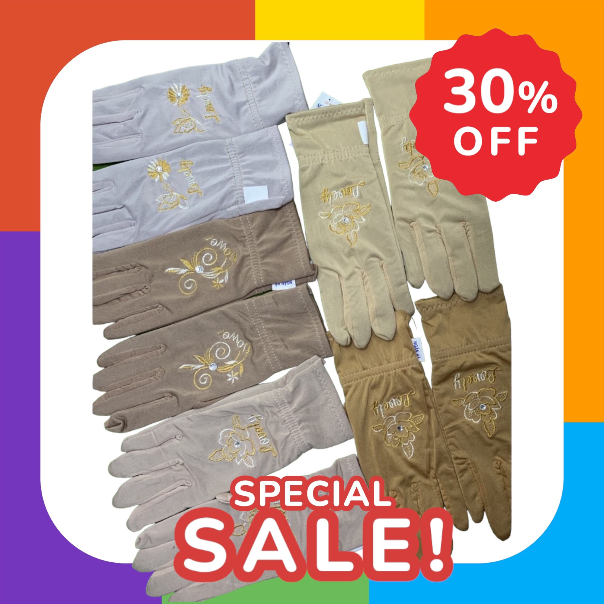 Găng Tay Chống Nắng Găng tay nữ chống nắng thêu hoa cotton dày , (giao ngẫu nhiên)- Kim Yến Mẹ và Bé