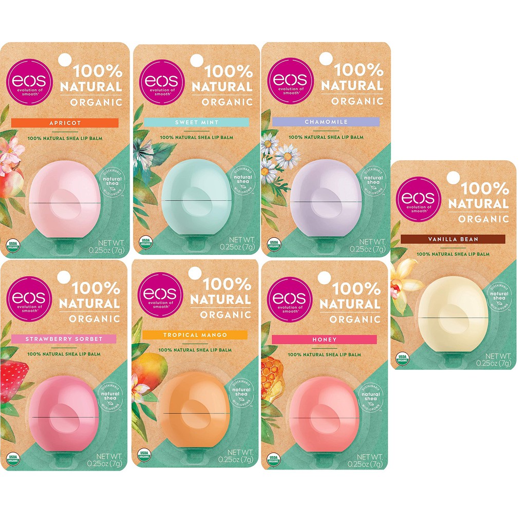Son Dưỡng Ẩm quả trứng eos Natural & Organic Sphere Lip Balm 7g (Mỹ)