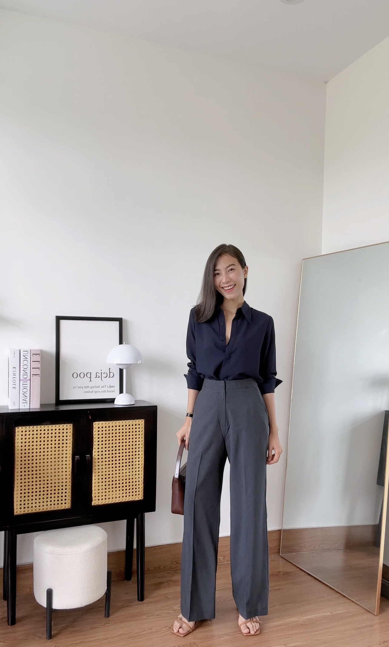 Quần tây ống rộng caro gillee lưng cao chất vải thô fqr033