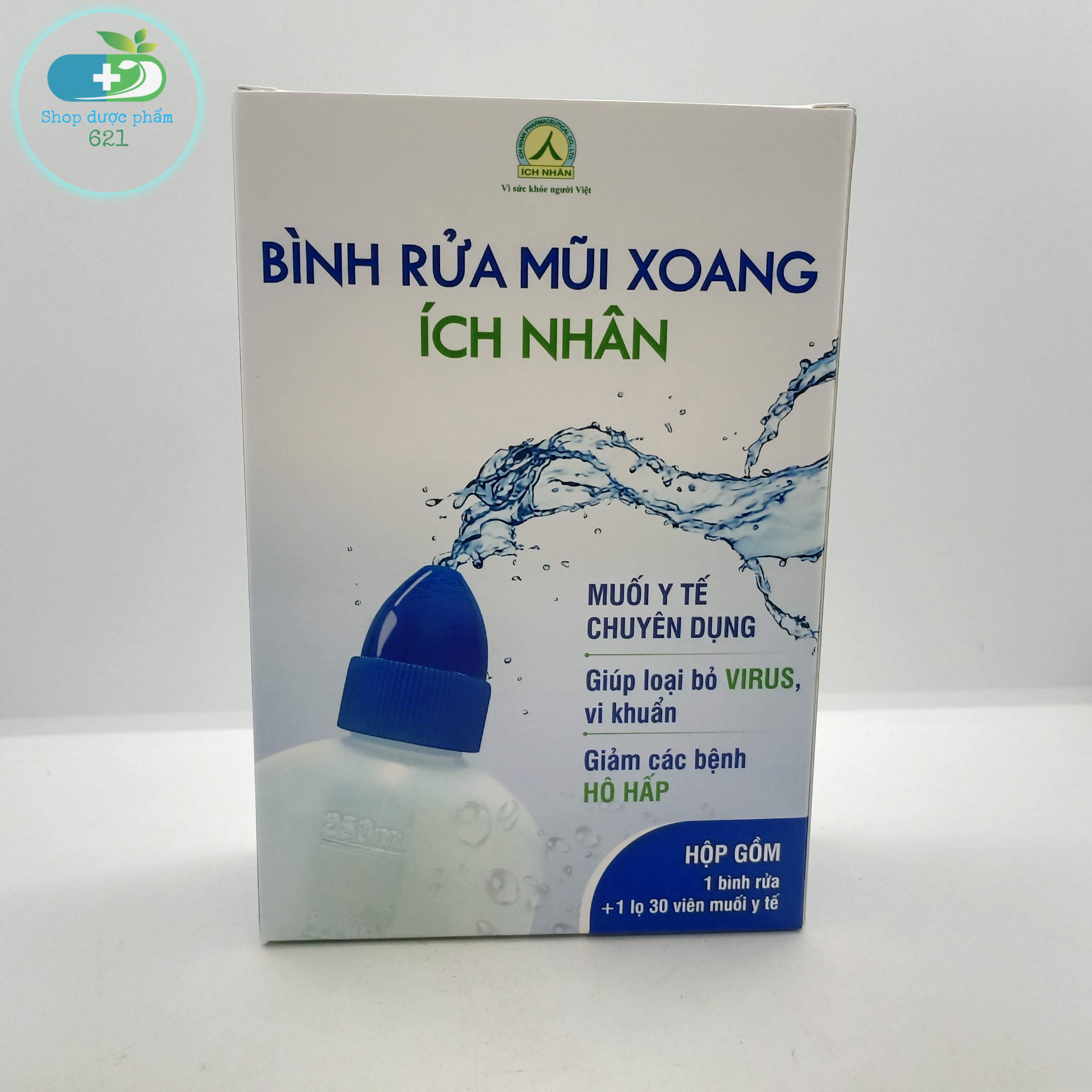 Bình rửa mũi xoang ích nhân - bình 250ml + muối 30 viên